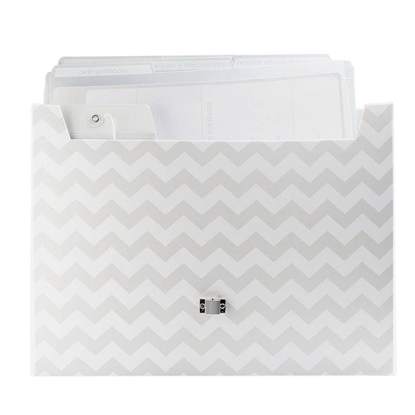 Baby File Keeper Document Organizer, Gray Chevron