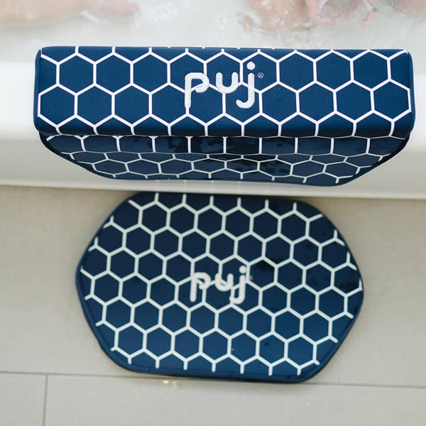 Puj Pad Armrest with Suction Cups, Navy Honeycomb