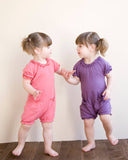 Basic Bubble Romper: Eggplant / 0-3 Months